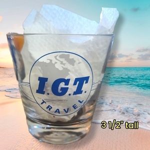 Vintage Kitchy Travel 8oz Juice / Lowball Drinking Glass, I.G.T. Travel